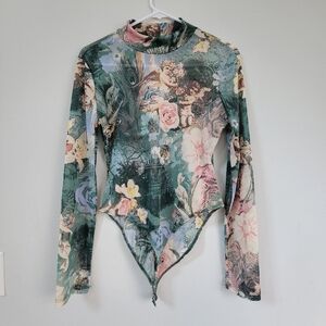 Jolie And Joy Sheer Mesh Bodysuit Women's Size L Artsy Fairy Novelty Eclectic